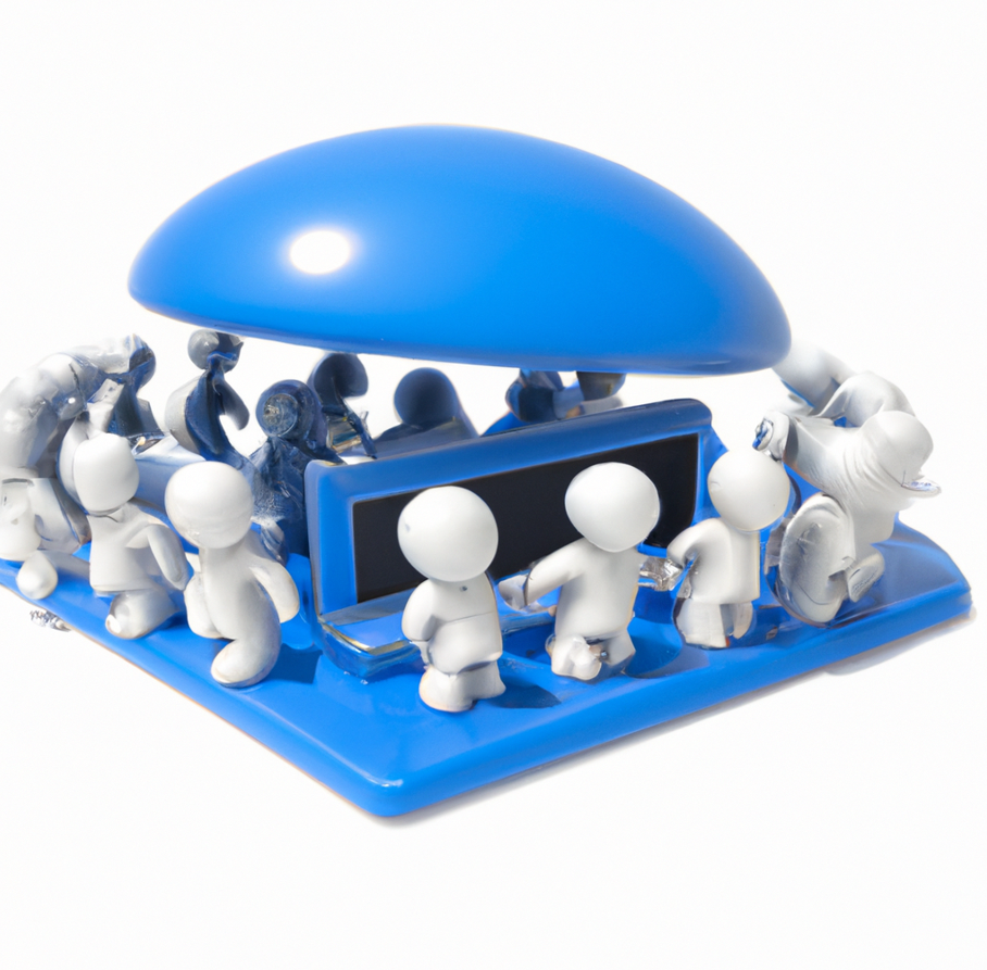 people working on blue computer